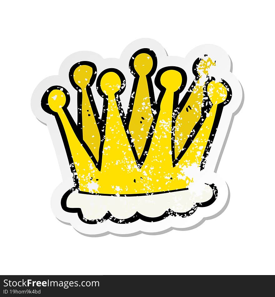 Retro Distressed Sticker Of A Cartoon Crown