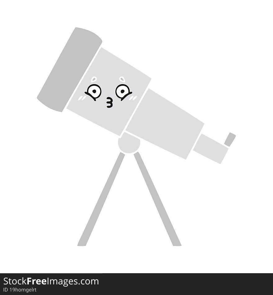 flat color retro cartoon telescope