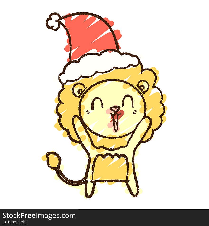 Festive Lion Chalk Drawing