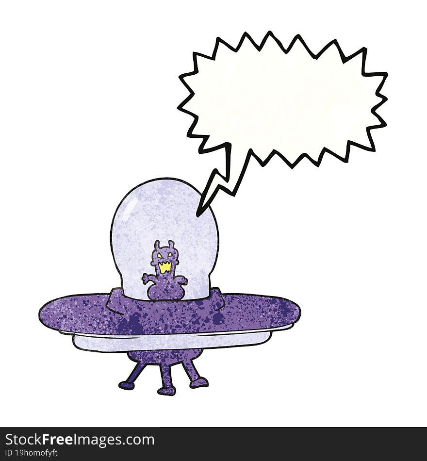 speech bubble textured cartoon alien spaceship