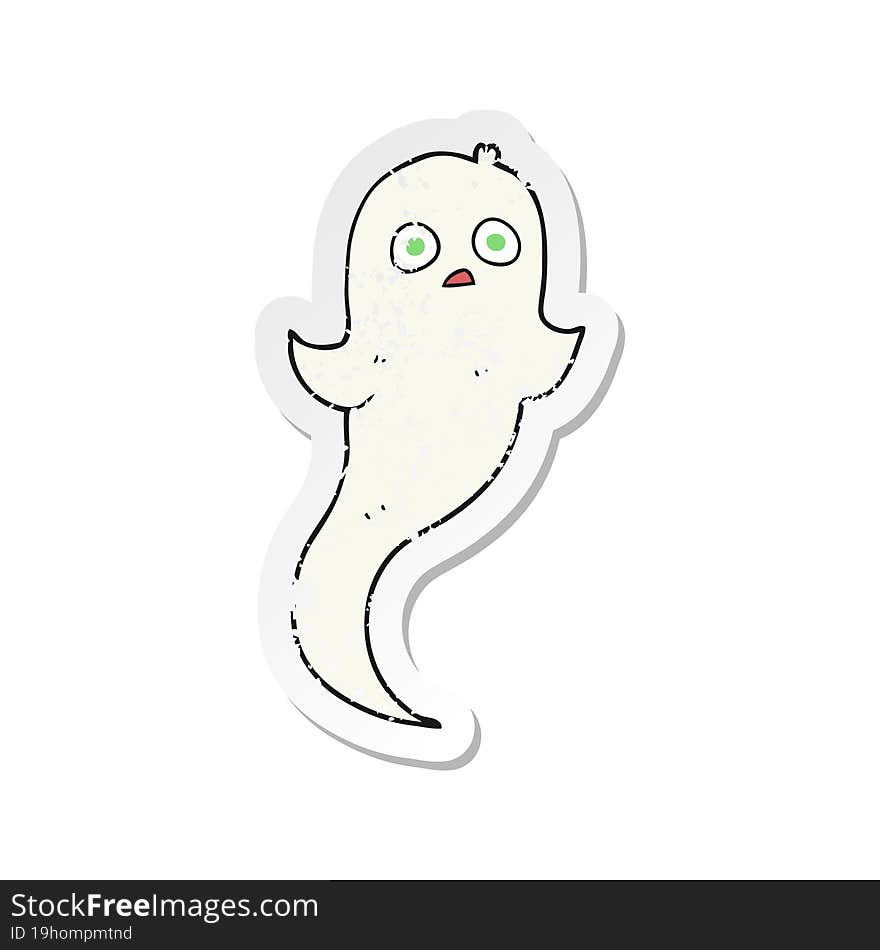 retro distressed sticker of a cartoon halloween ghost