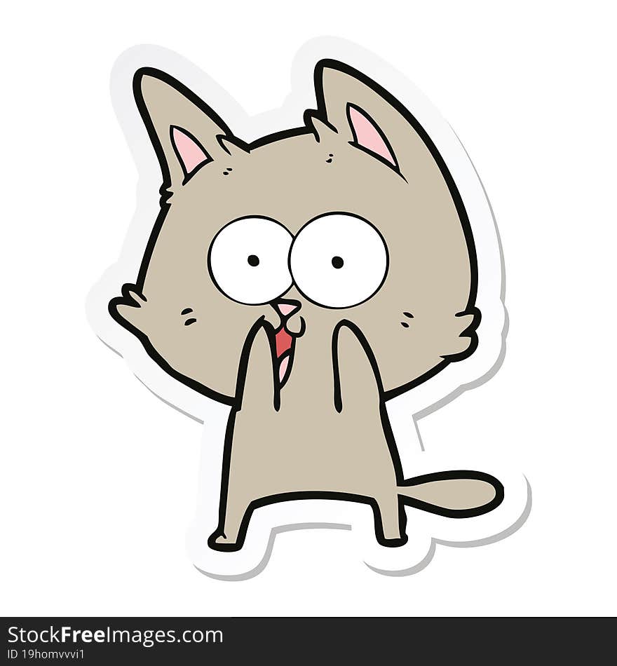 sticker of a funny cartoon cat