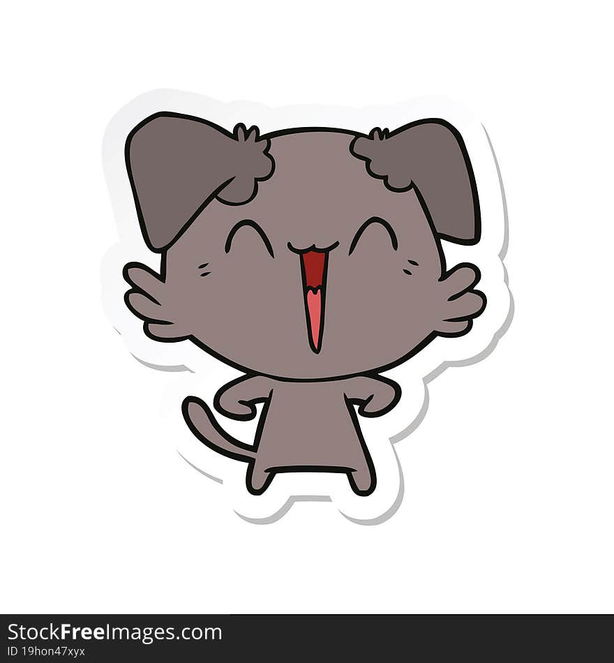 sticker of a happy little dog cartoon