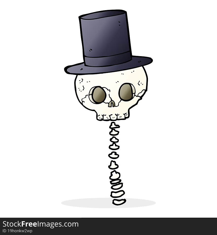 cartoon spooky skull in top hat