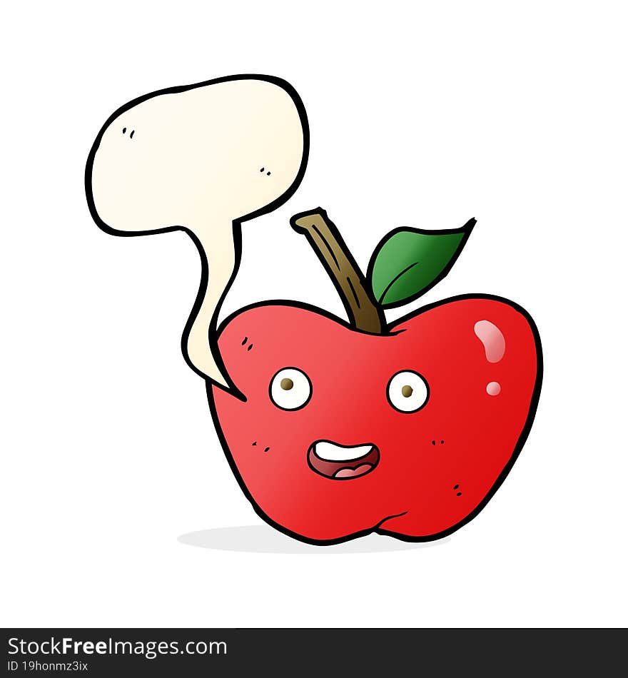 cartoon apple with speech bubble