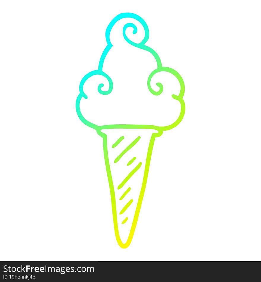 cold gradient line drawing cartoon ice cream