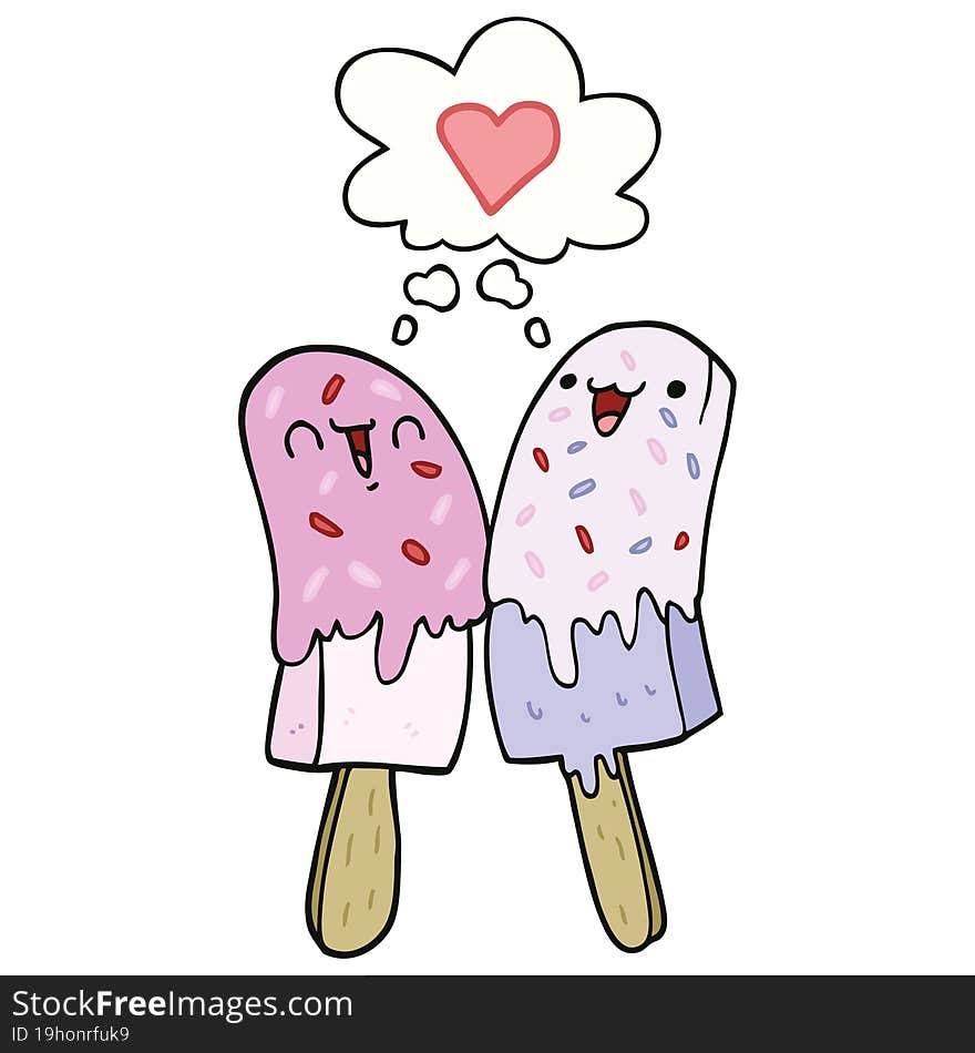 Cartoon Ice Lolly In Love And Thought Bubble