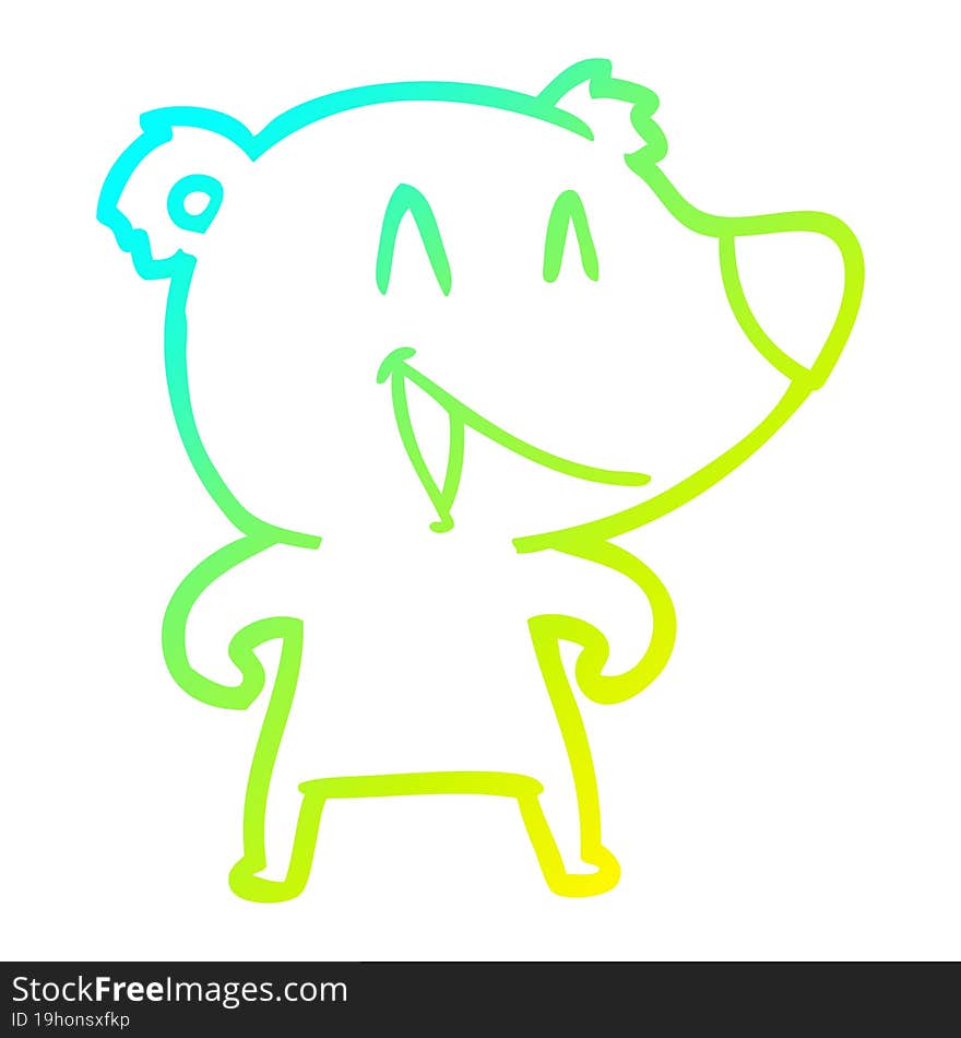 Cold Gradient Line Drawing Laughing Bear Cartoon