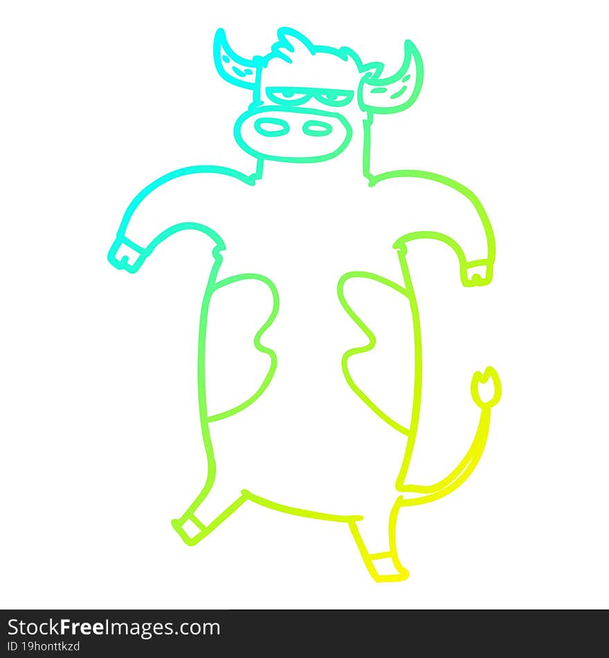 cold gradient line drawing cartoon bull