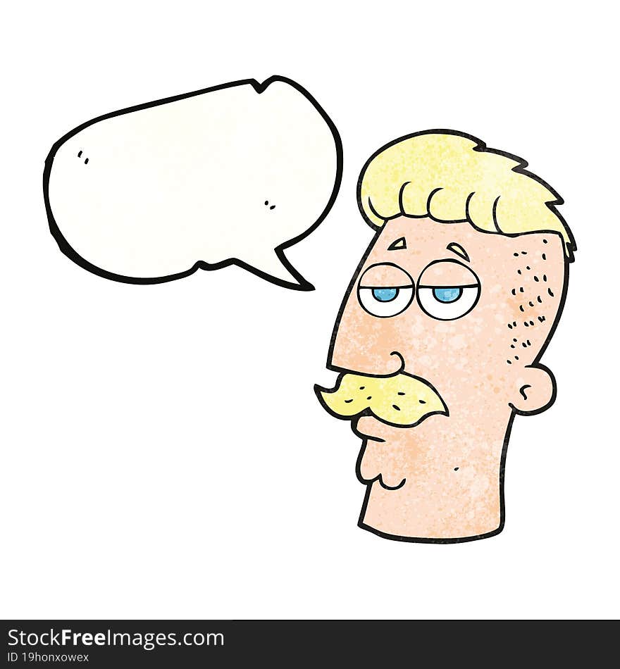 Speech Bubble Textured Cartoon Man With Hipster Hair Cut