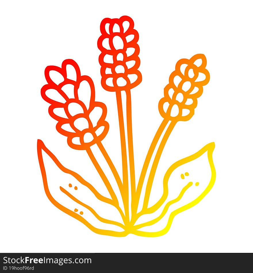 warm gradient line drawing of a cartoon lavender