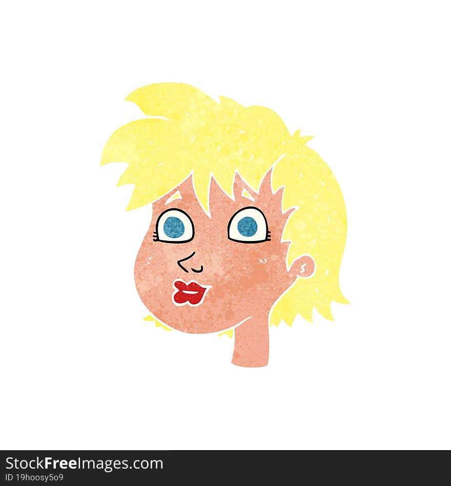 retro cartoon female face