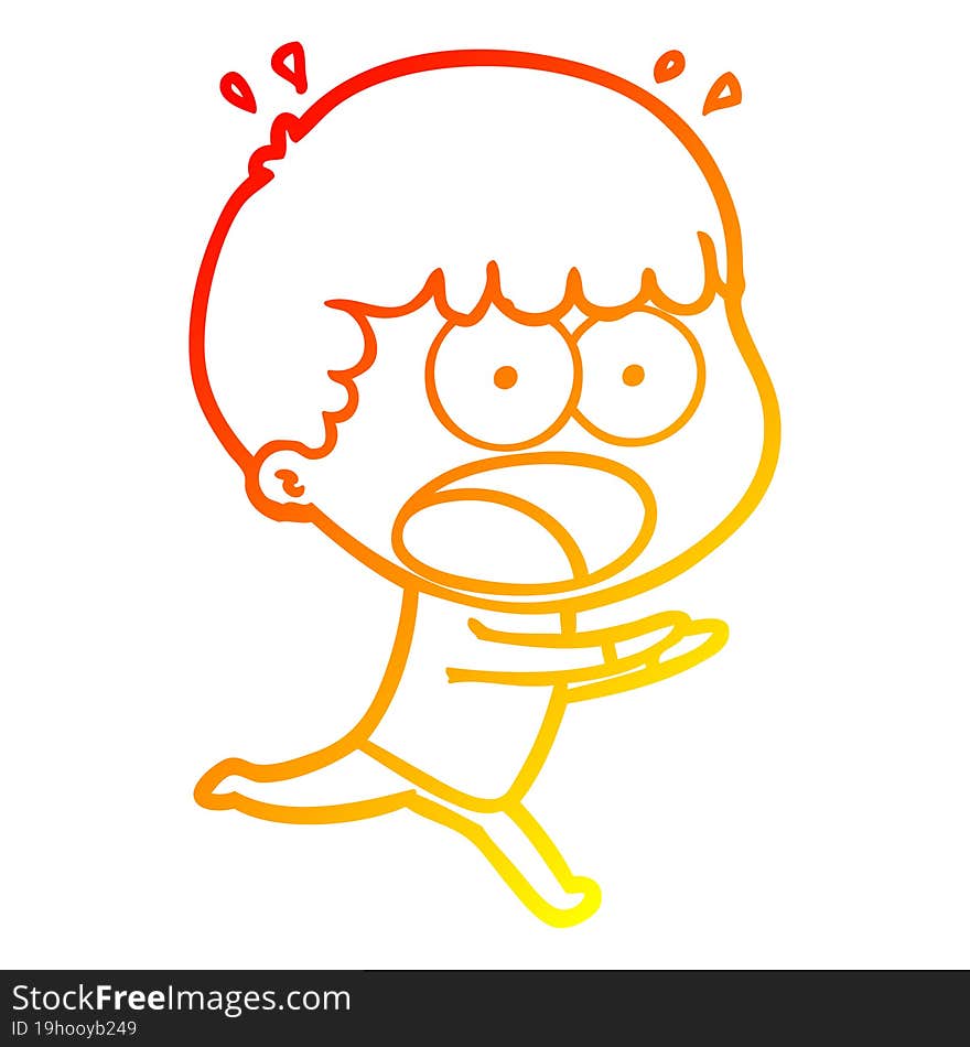 warm gradient line drawing cartoon shocked man