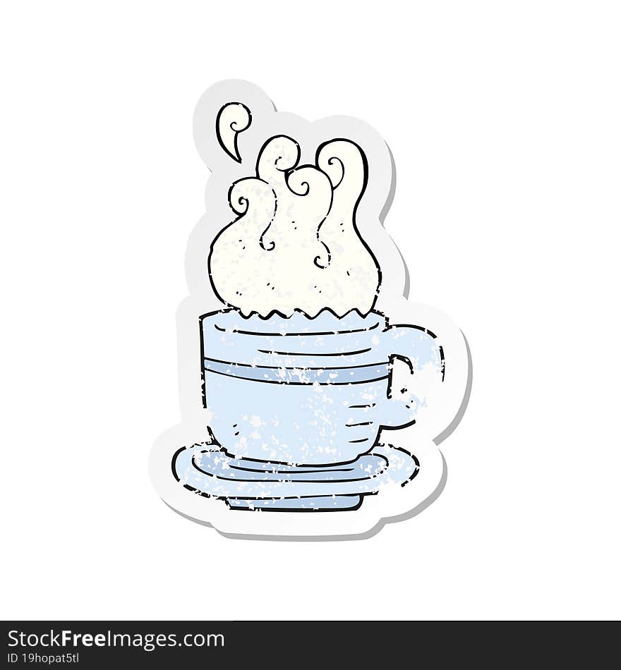 retro distressed sticker of a cartoon cup and saucer