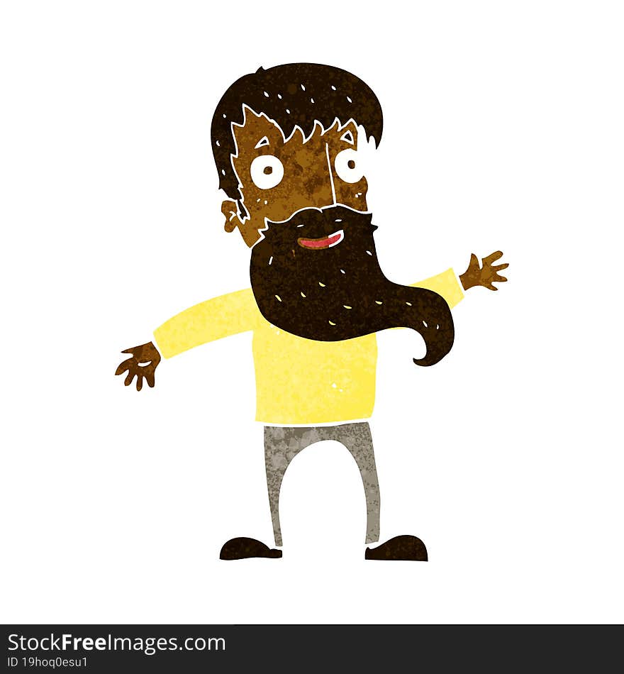 Cartoon Man With Beard Waving