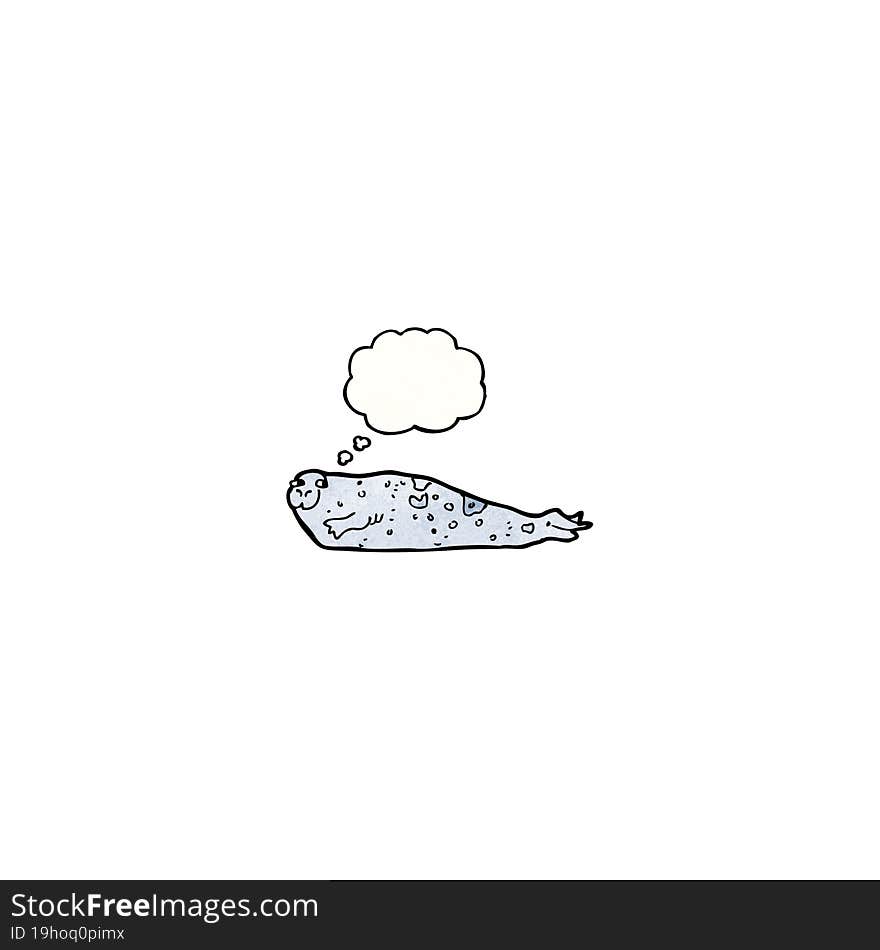 cartoon seal with thought bubble