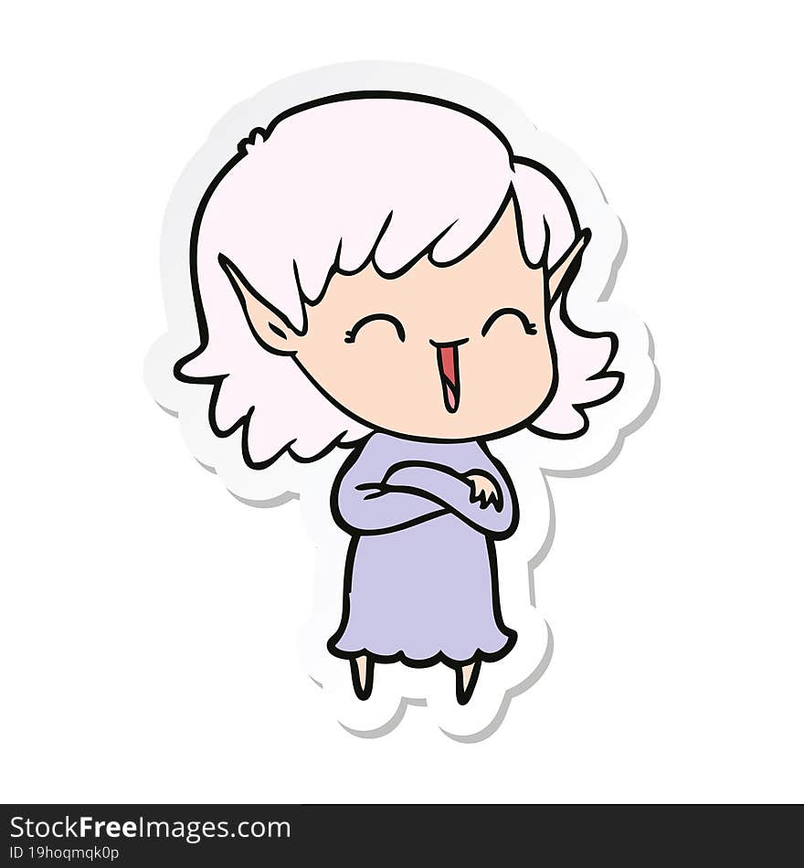 sticker of a cartoon elf girl