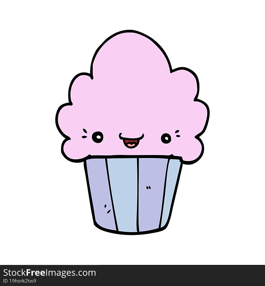 cartoon cupcake with face