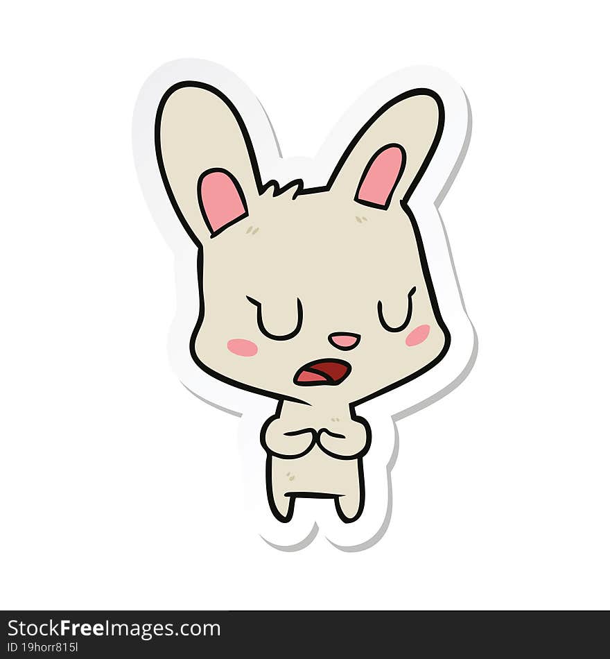 sticker of a cartoon rabbit talking