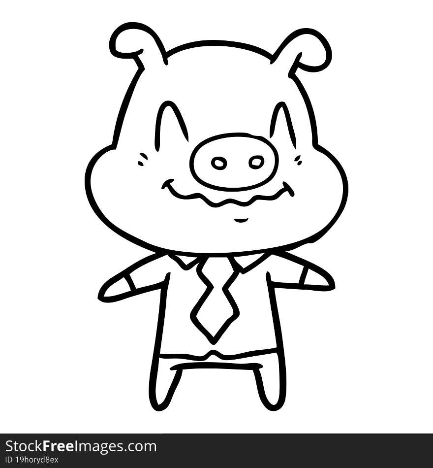 nervous cartoon pig boss. nervous cartoon pig boss