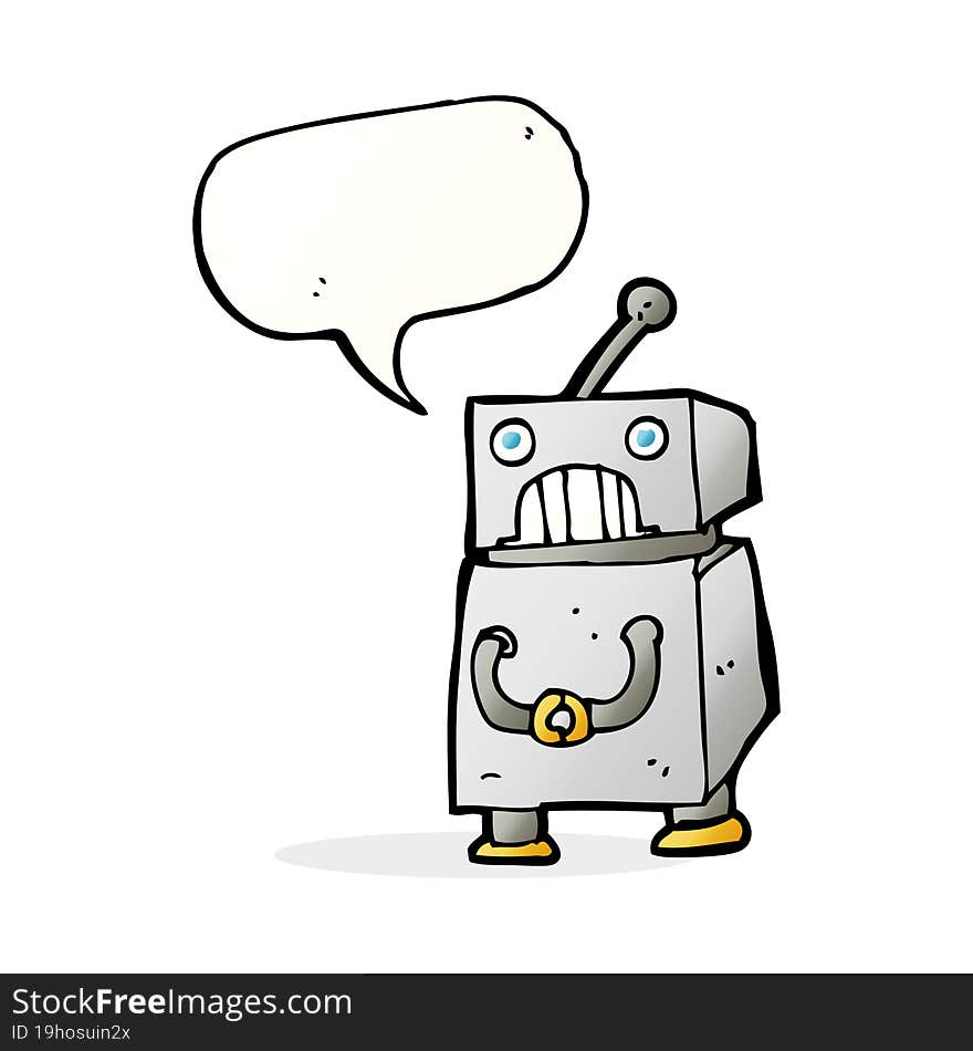 cartoon robot with speech bubble