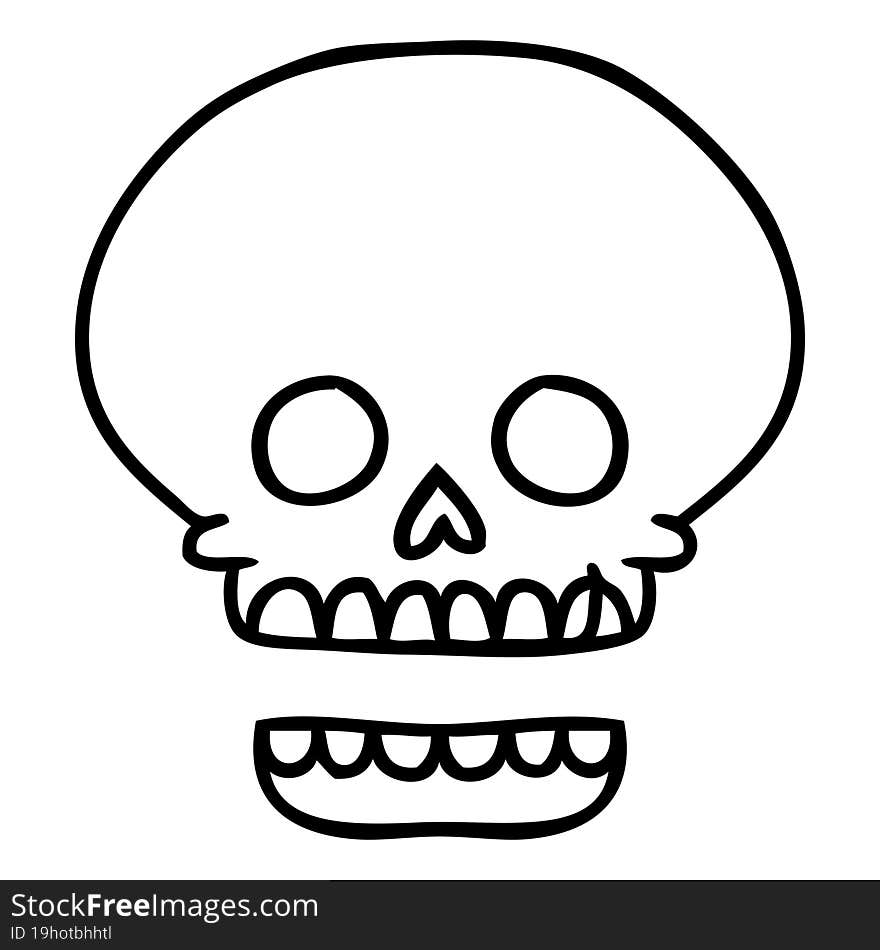 line drawing doodle of a skull head