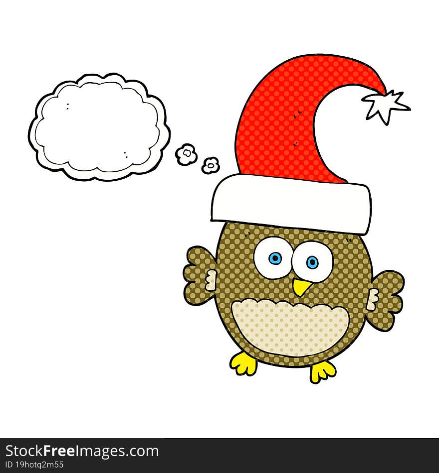 thought bubble cartoon little christmas owl