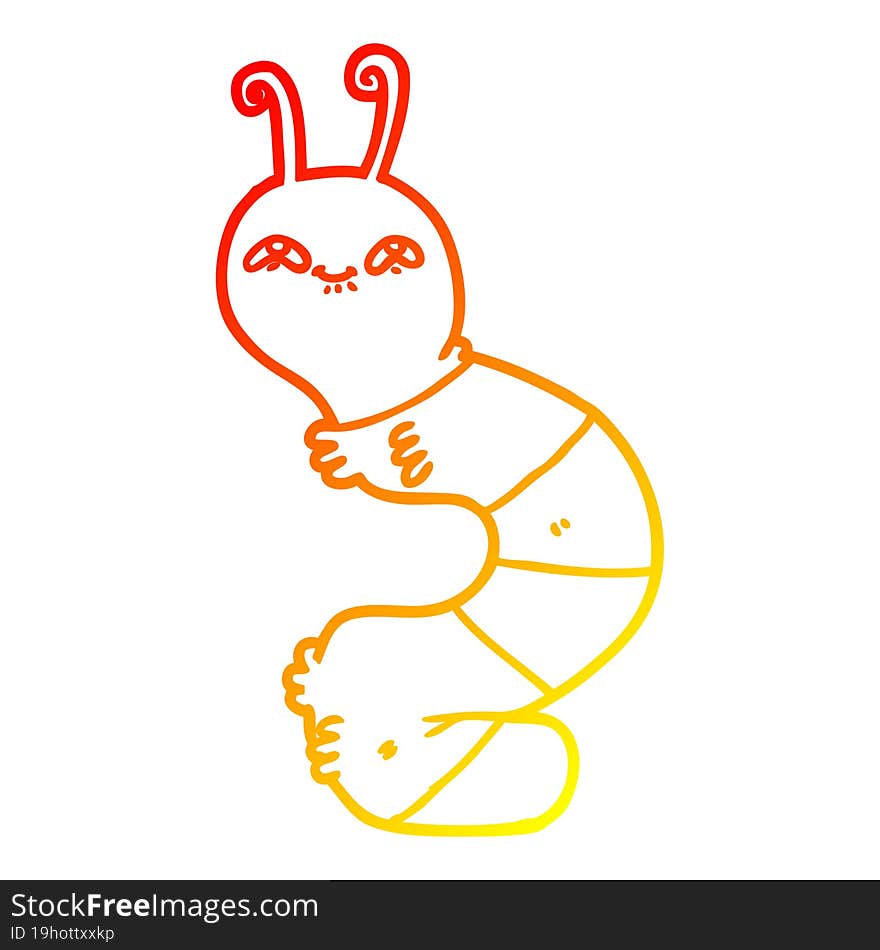 warm gradient line drawing cartoon happy caterpillar