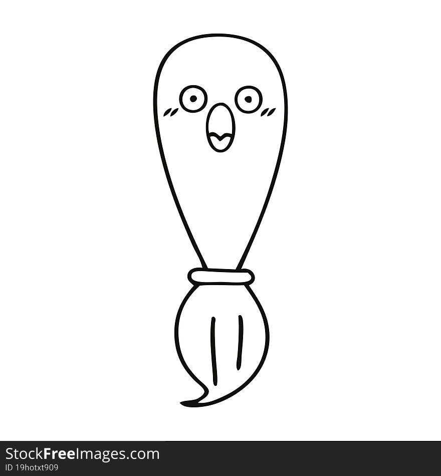 line drawing cartoon of a paint brush