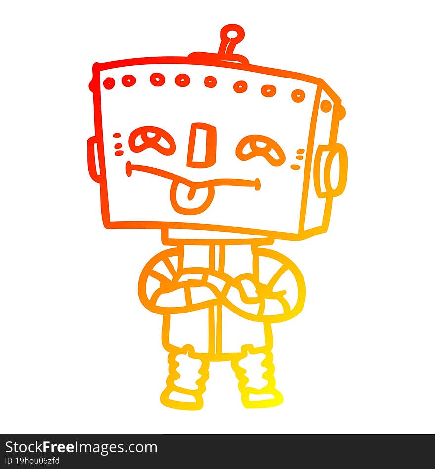 warm gradient line drawing cartoon robot