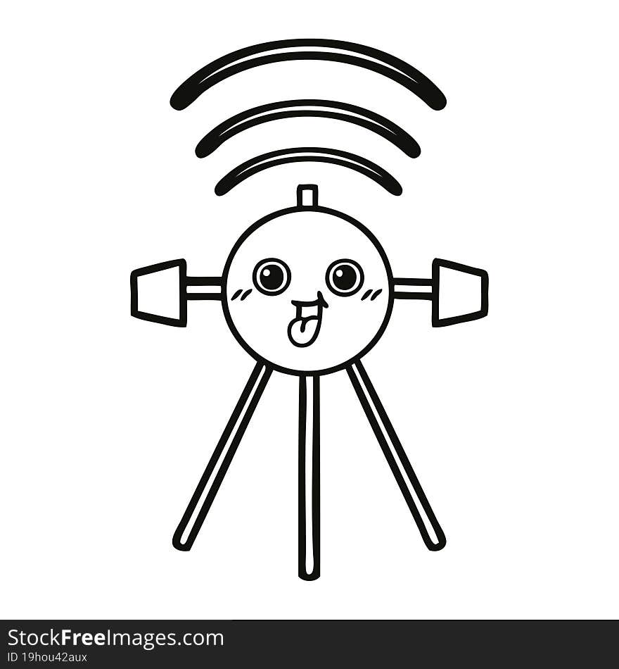 line drawing cartoon satellite