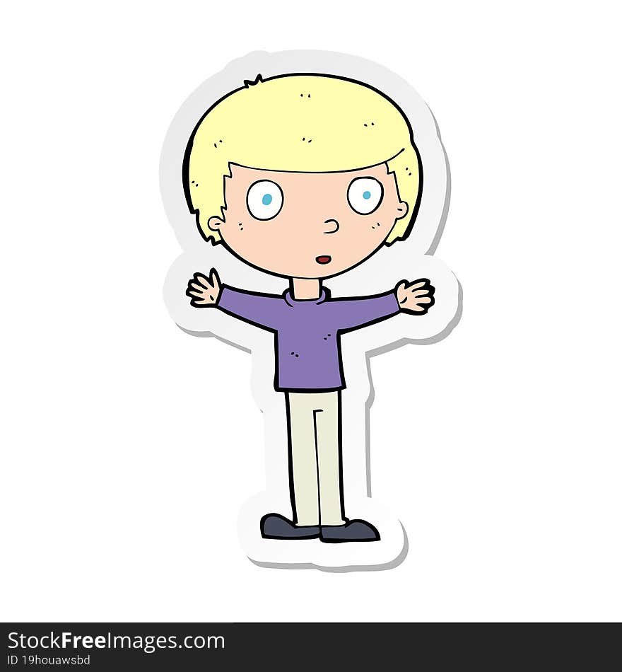 sticker of a cartoon surprised man