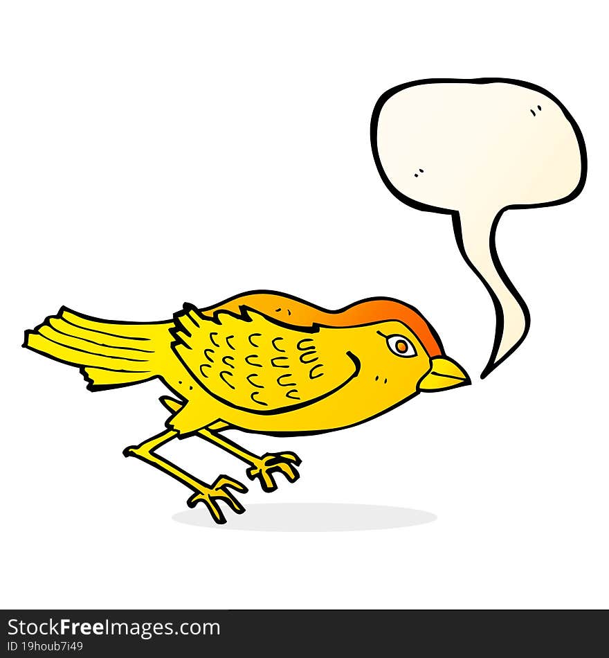 cartoon garden bird with speech bubble