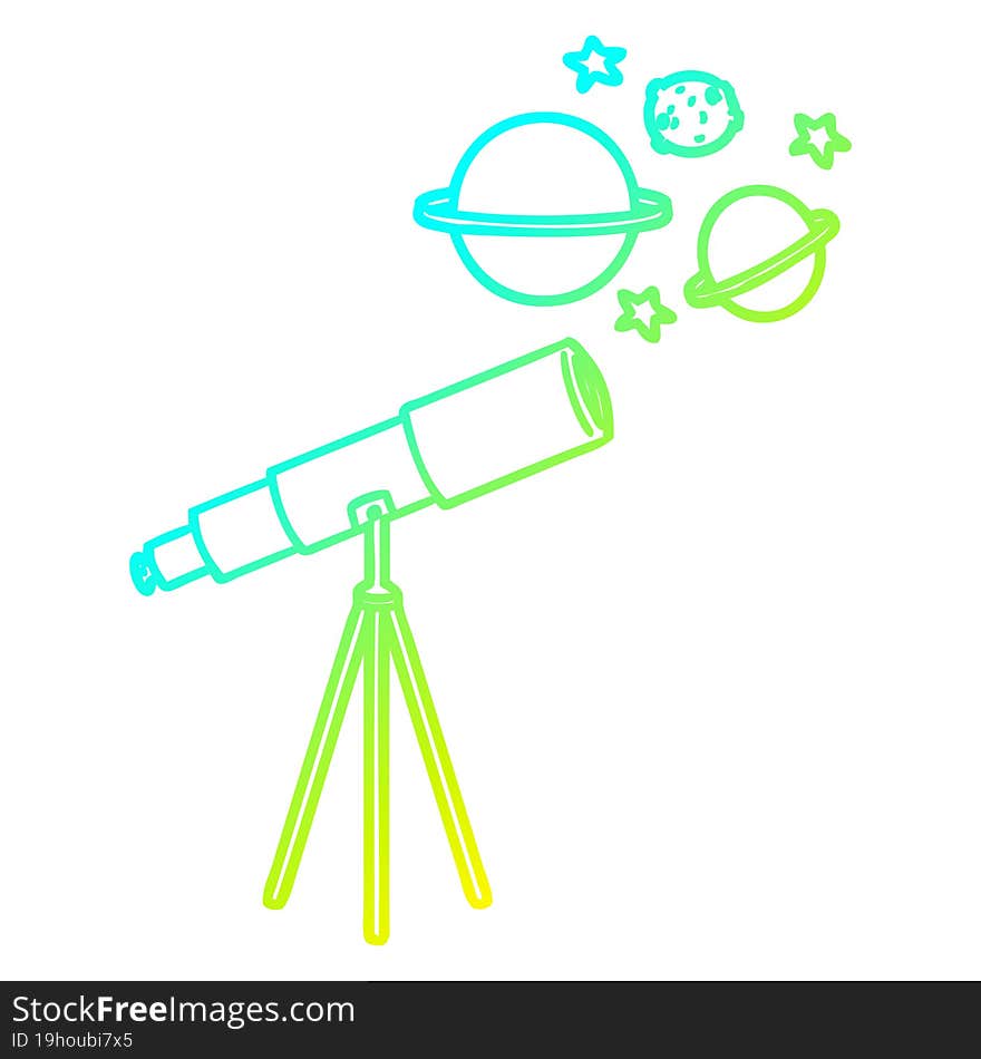 cold gradient line drawing cartoon telescope