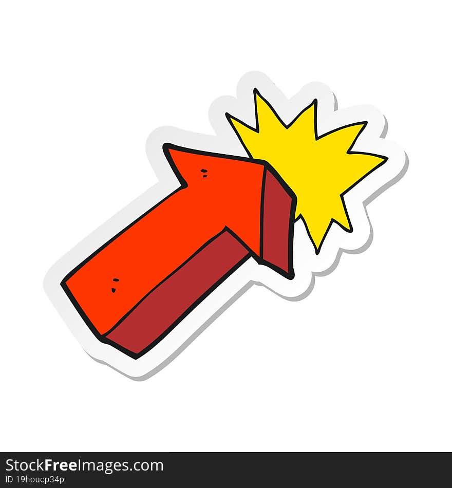 sticker of a cartoon pointing arrow symbol