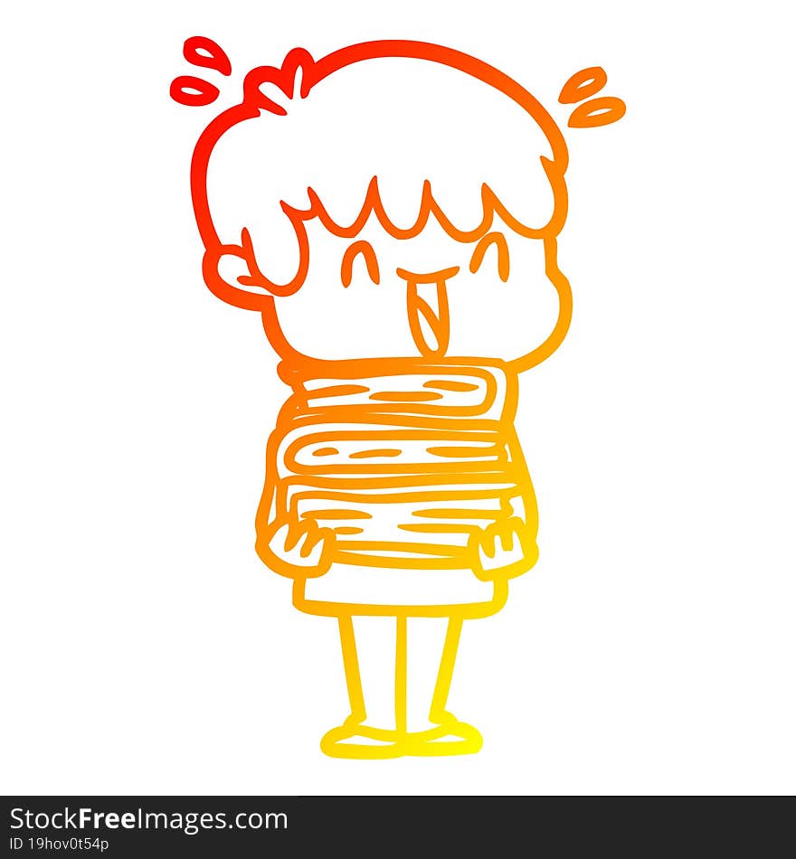 warm gradient line drawing cartoon laughing boy