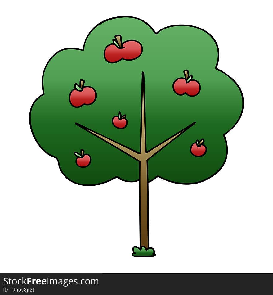 quirky gradient shaded cartoon tree