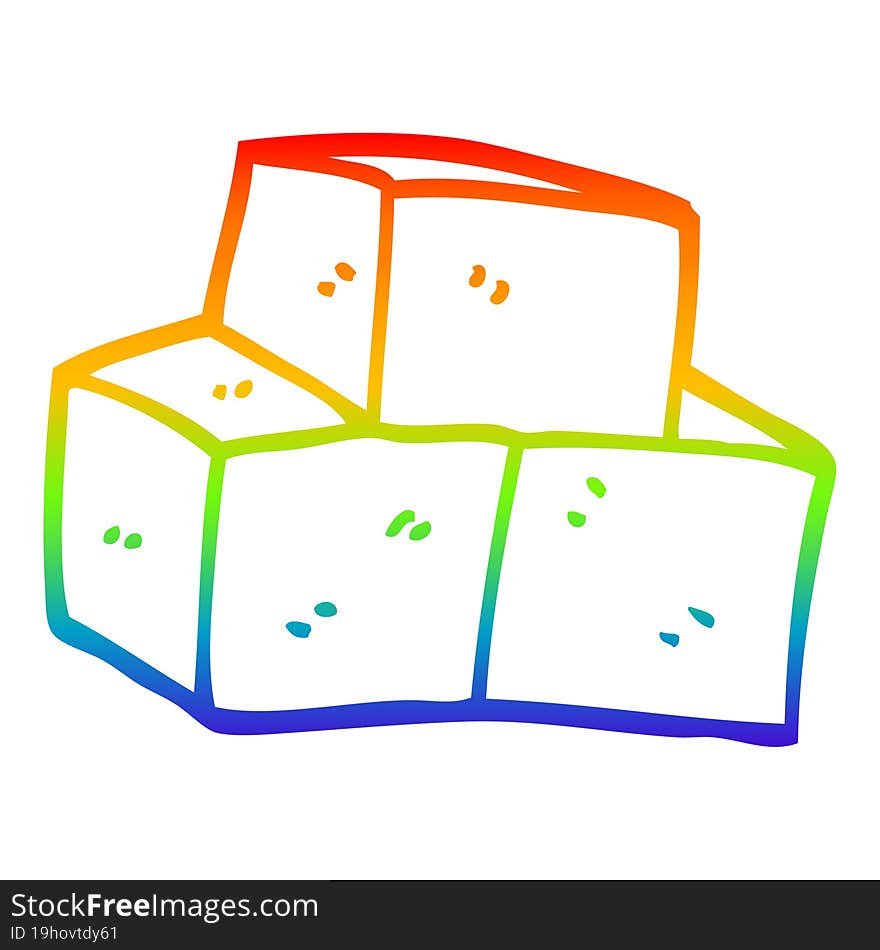 rainbow gradient line drawing of a cartoon stacked bricks
