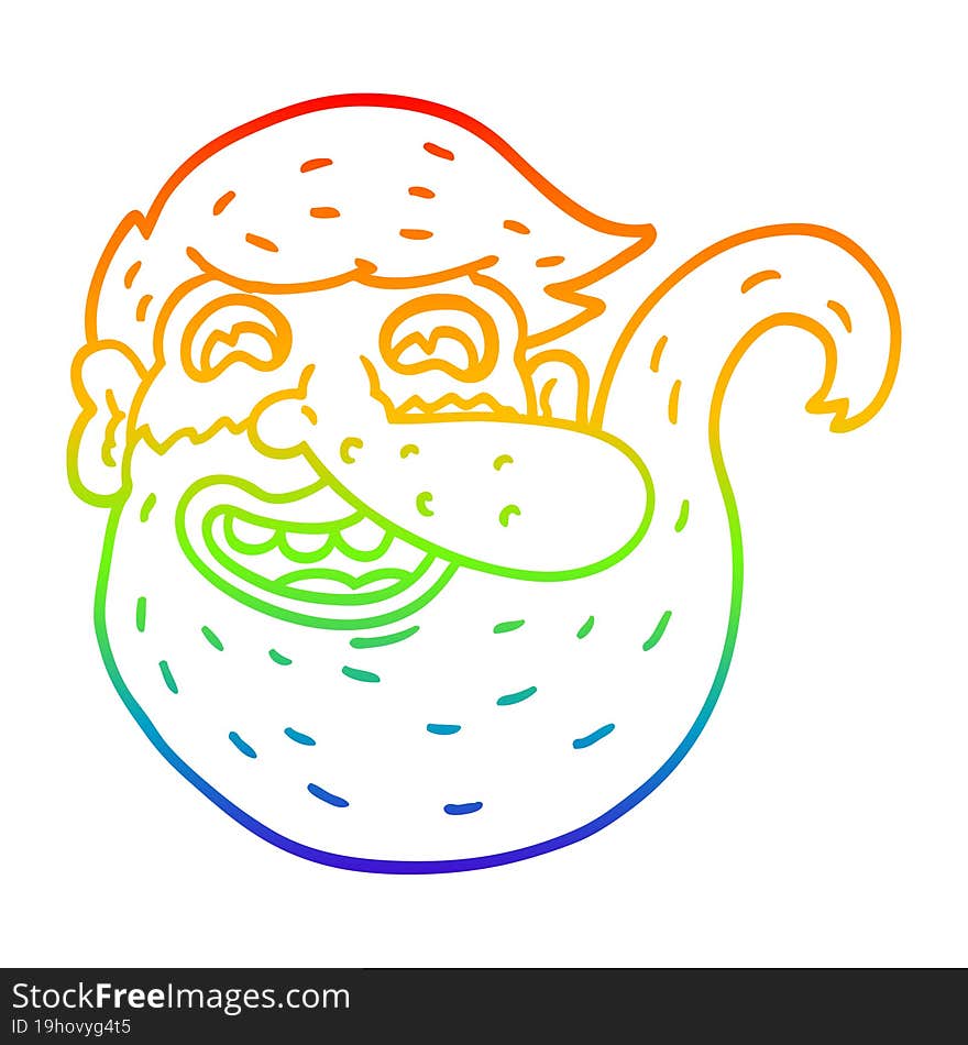 rainbow gradient line drawing of a bearded cartoon man