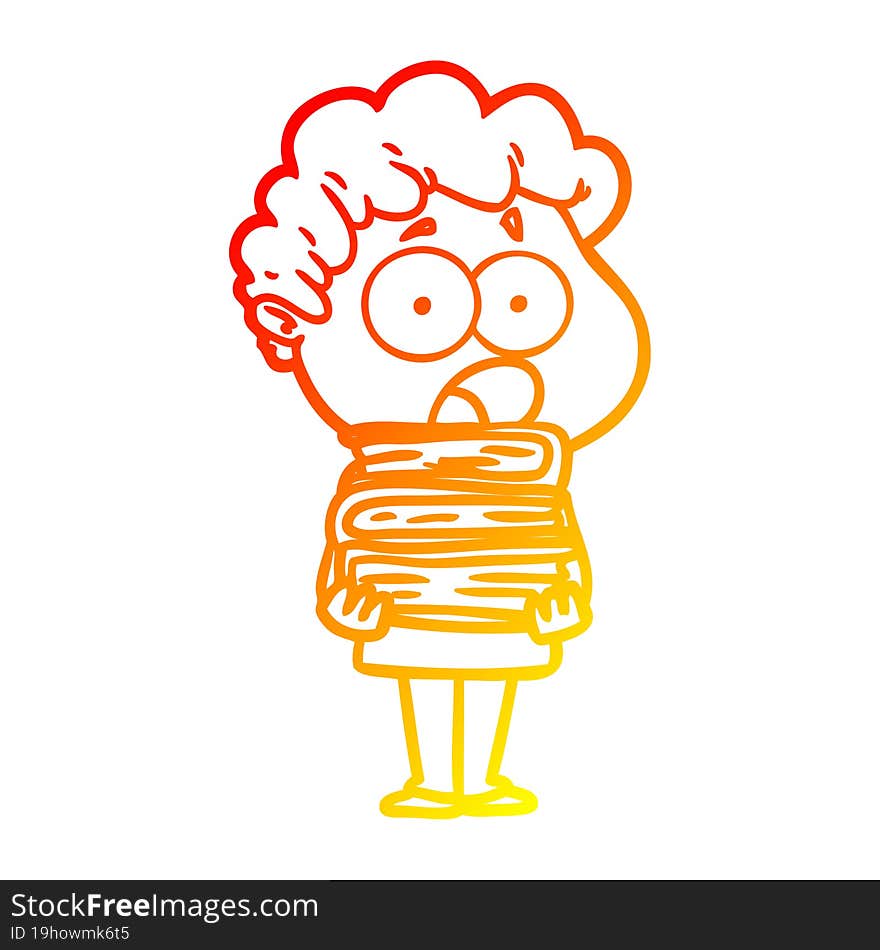 warm gradient line drawing cartoon man gasping in surprise