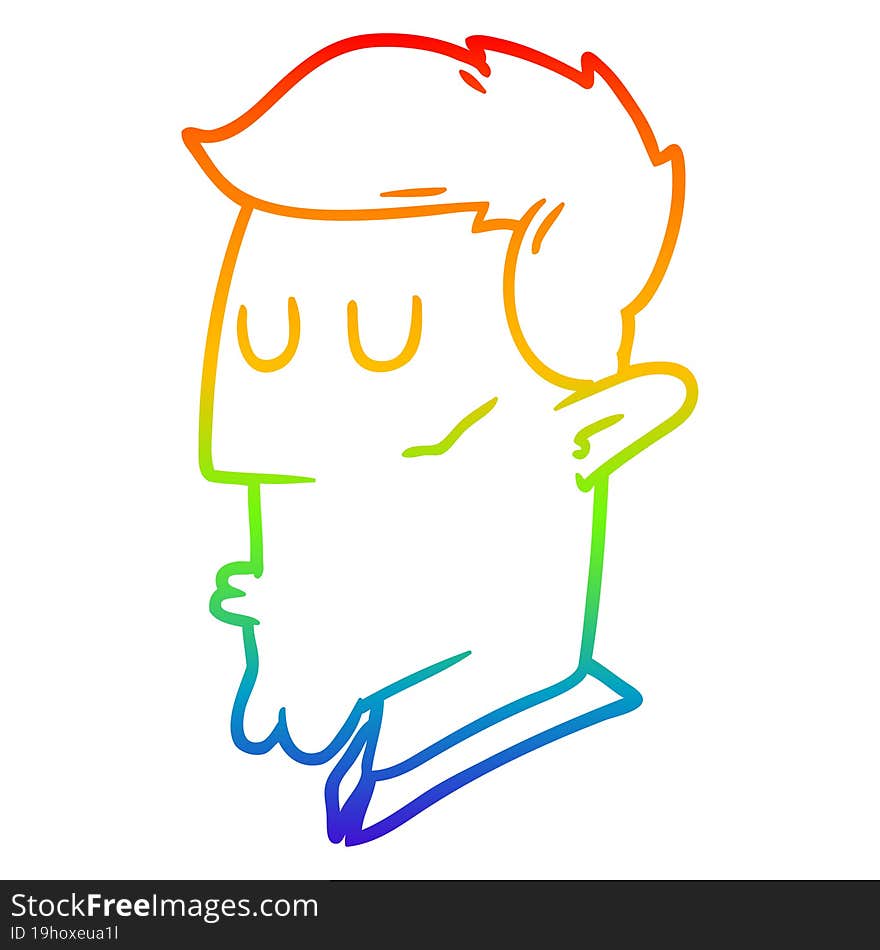 rainbow gradient line drawing cartoon serious man