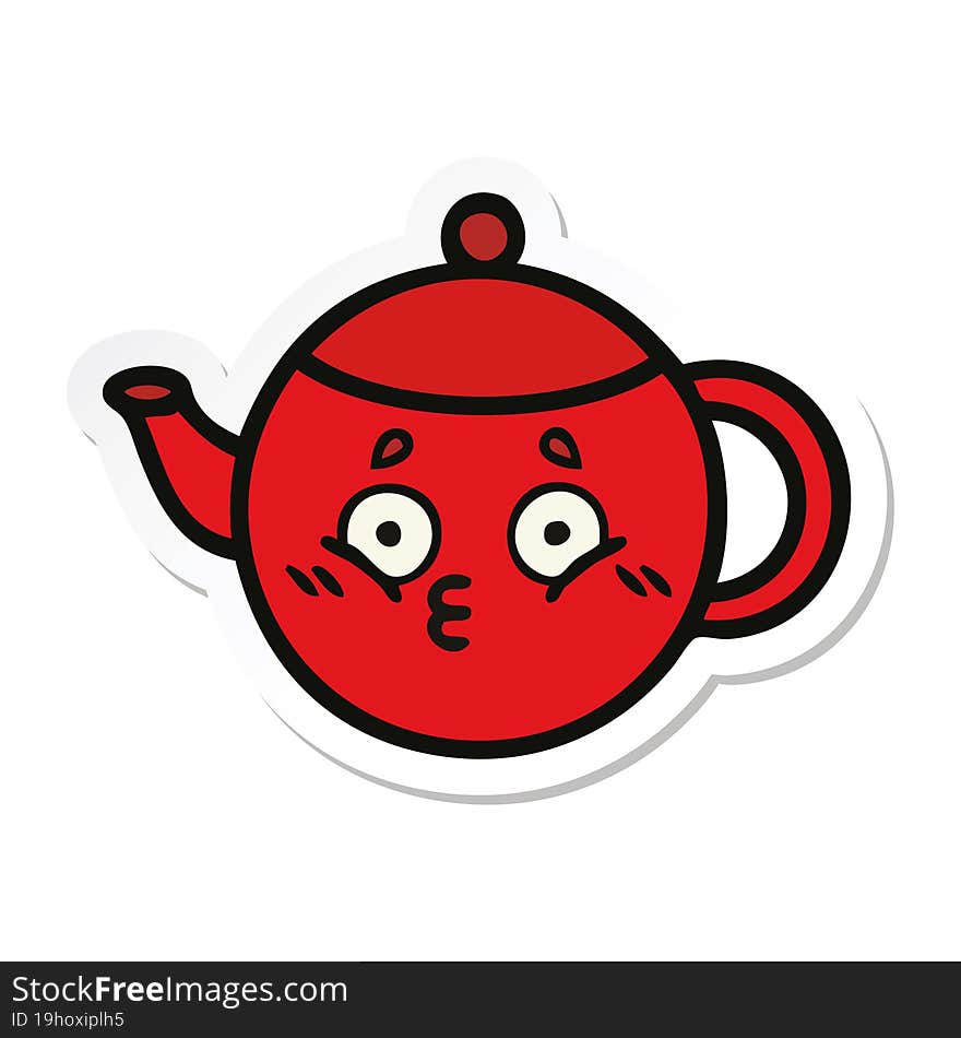 Sticker Of A Cute Cartoon Teapot