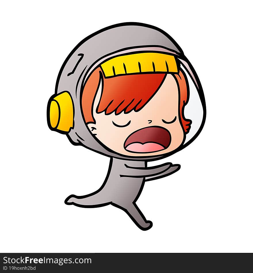 cartoon astronaut woman running. cartoon astronaut woman running