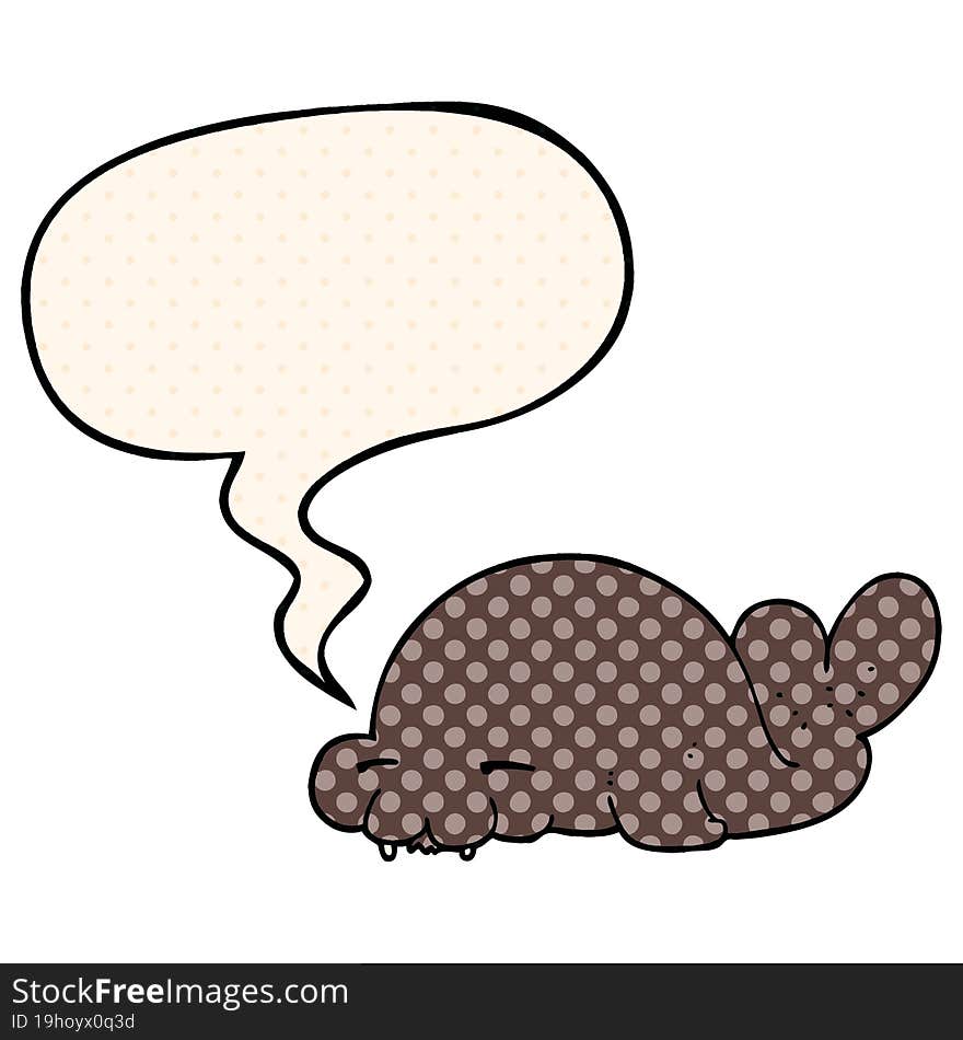 cartoon seal and speech bubble in comic book style