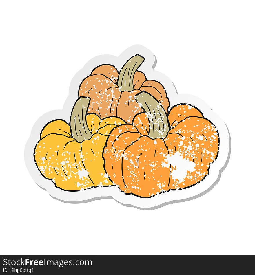 retro distressed sticker of a cartoon pumpkin