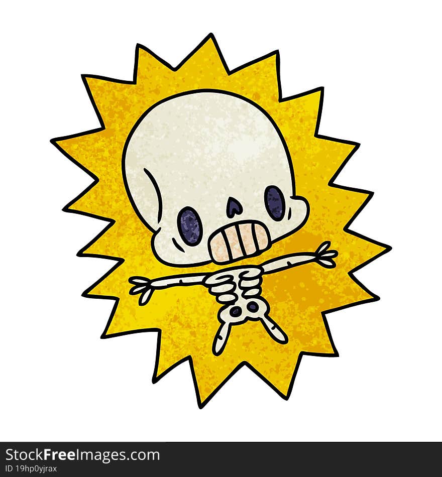 textured cartoon kawaii electrocuted skeleton