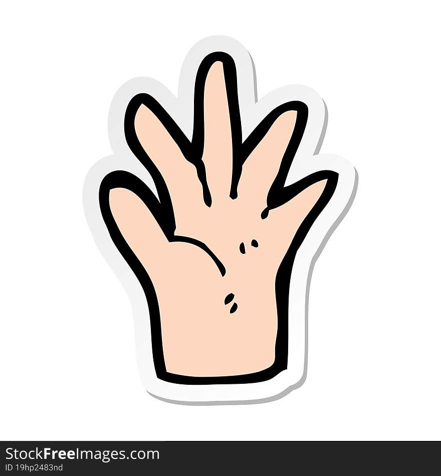 sticker of a cartoon hand symbol