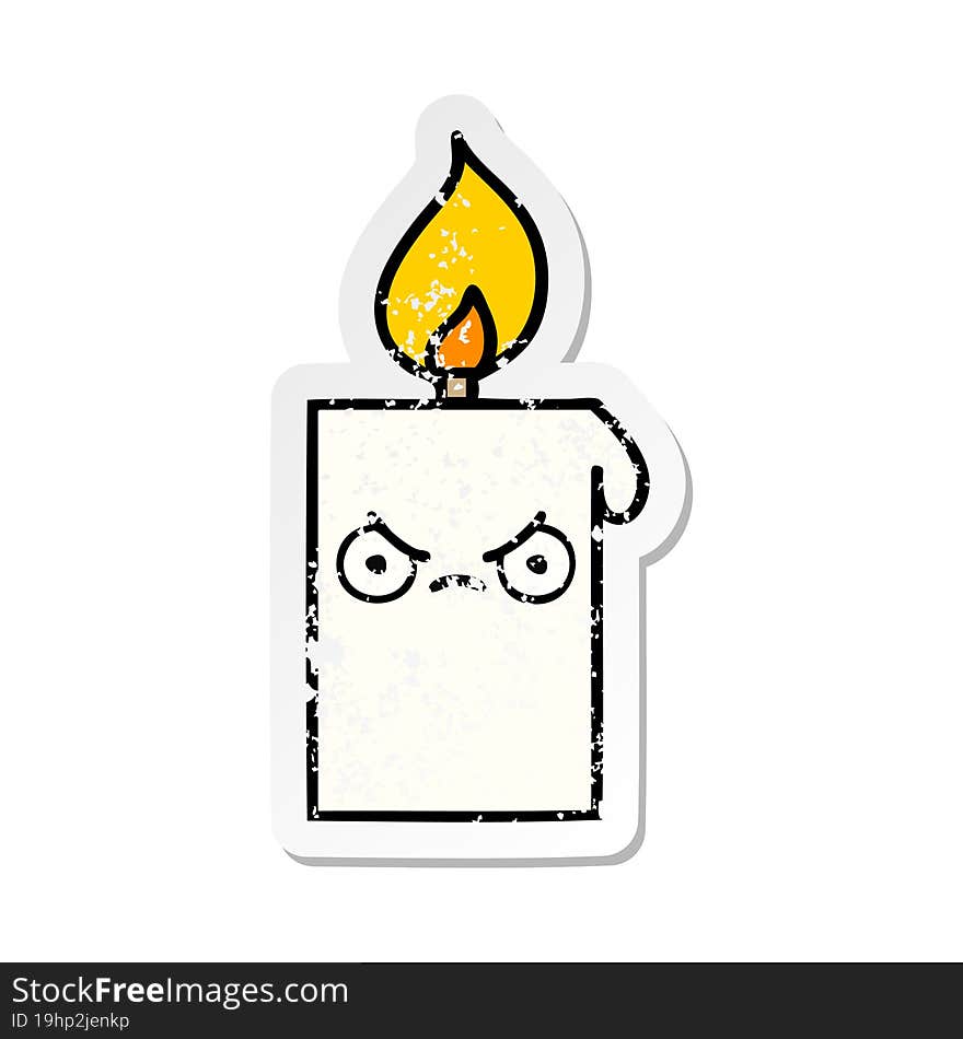 distressed sticker of a cute cartoon lit candle