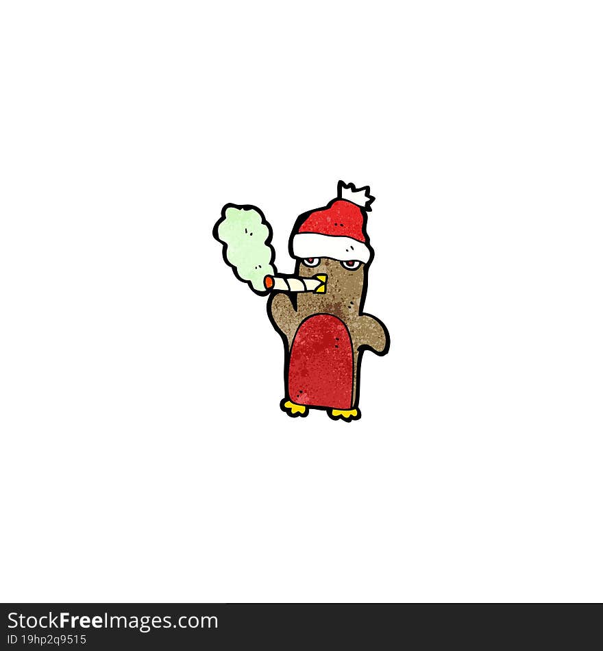 cartoon christmas robin smoking marijuana