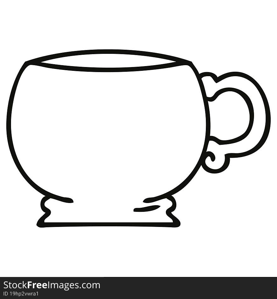 line drawing quirky cartoon mug. line drawing quirky cartoon mug